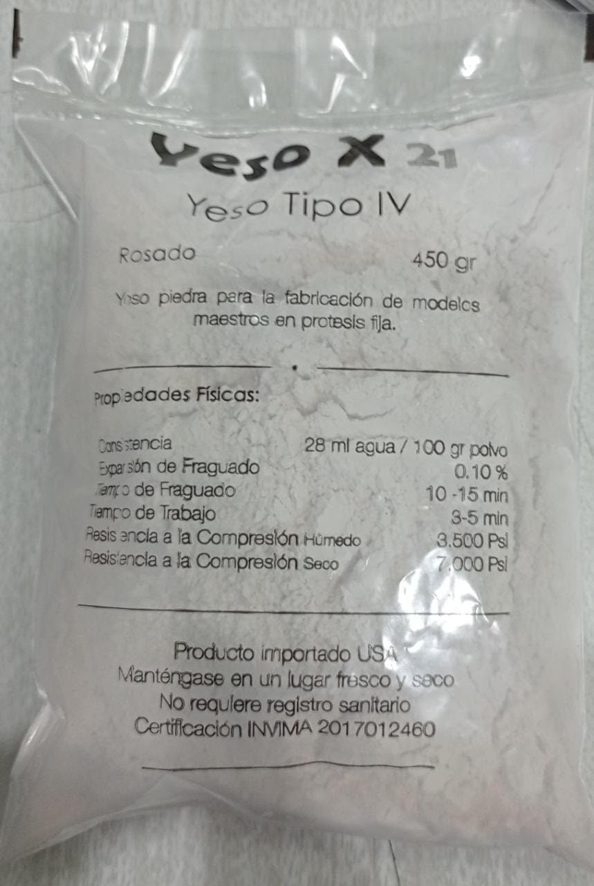 Yeso Tipo IV Rosado 450 Gr Yeso X