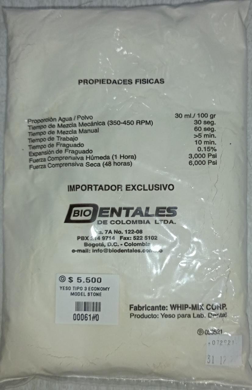 Yeso Tipo III 453 Gr Economy Model Stone Whip Mix